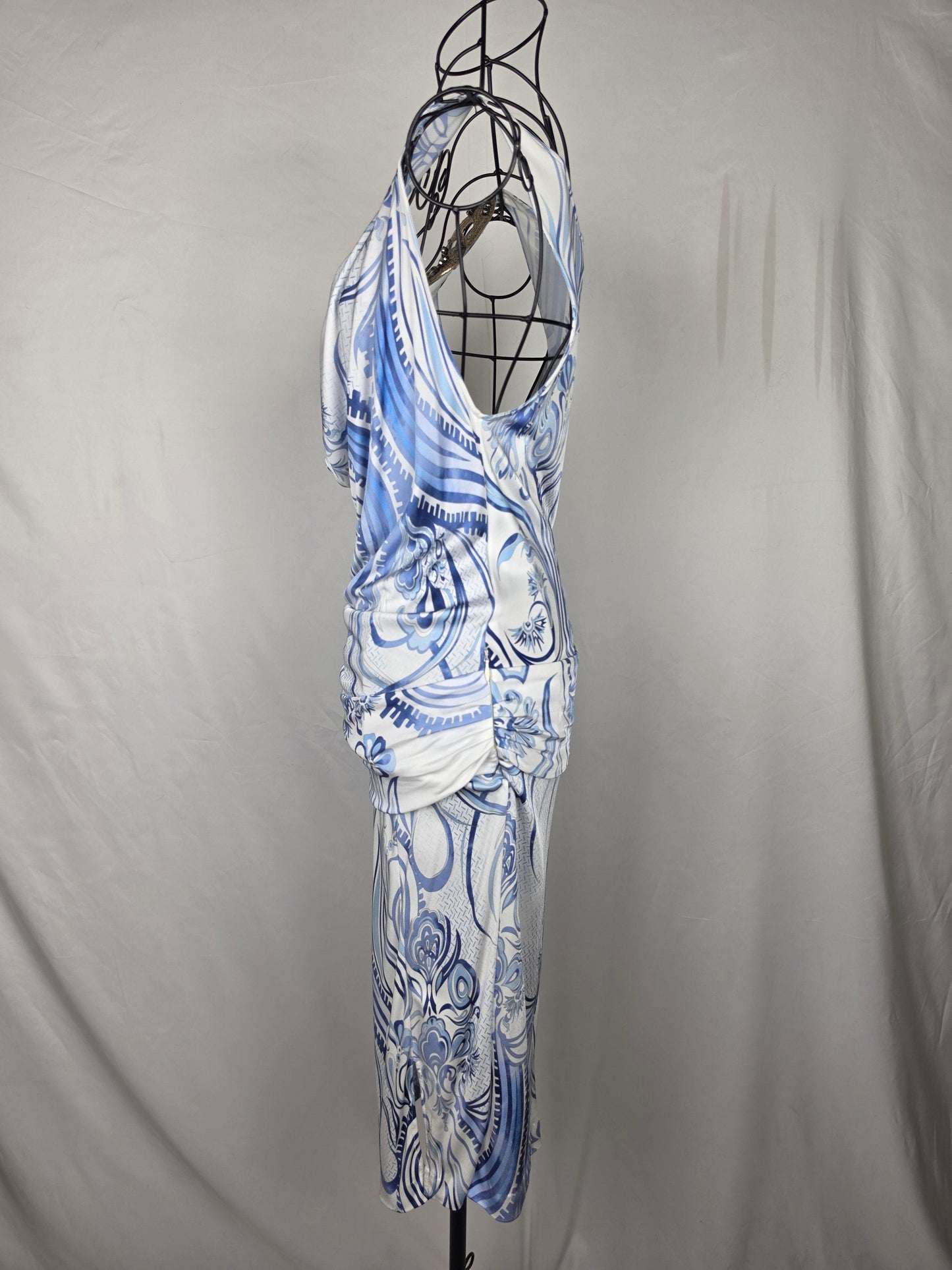 Emilio Pucci Abito Vintage Drappeggiato Blue e Bianco