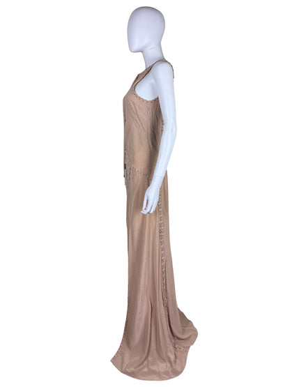 Salvatore Ferragamo Abito da Sera Resort 2013 in Seta con Micro-Borchie Nude