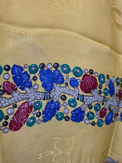 Vintage Cartier Must de Cartier Silk Scarf with Yellow Jewelry Motif