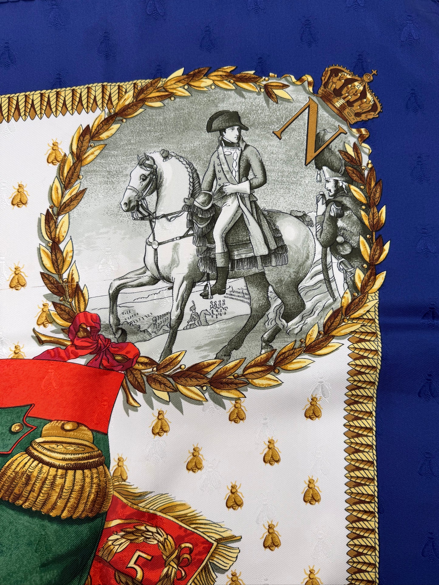 Hermès Foulard Vintage Napoléon Seta Jacquard Blu - Pally Vintage Closet