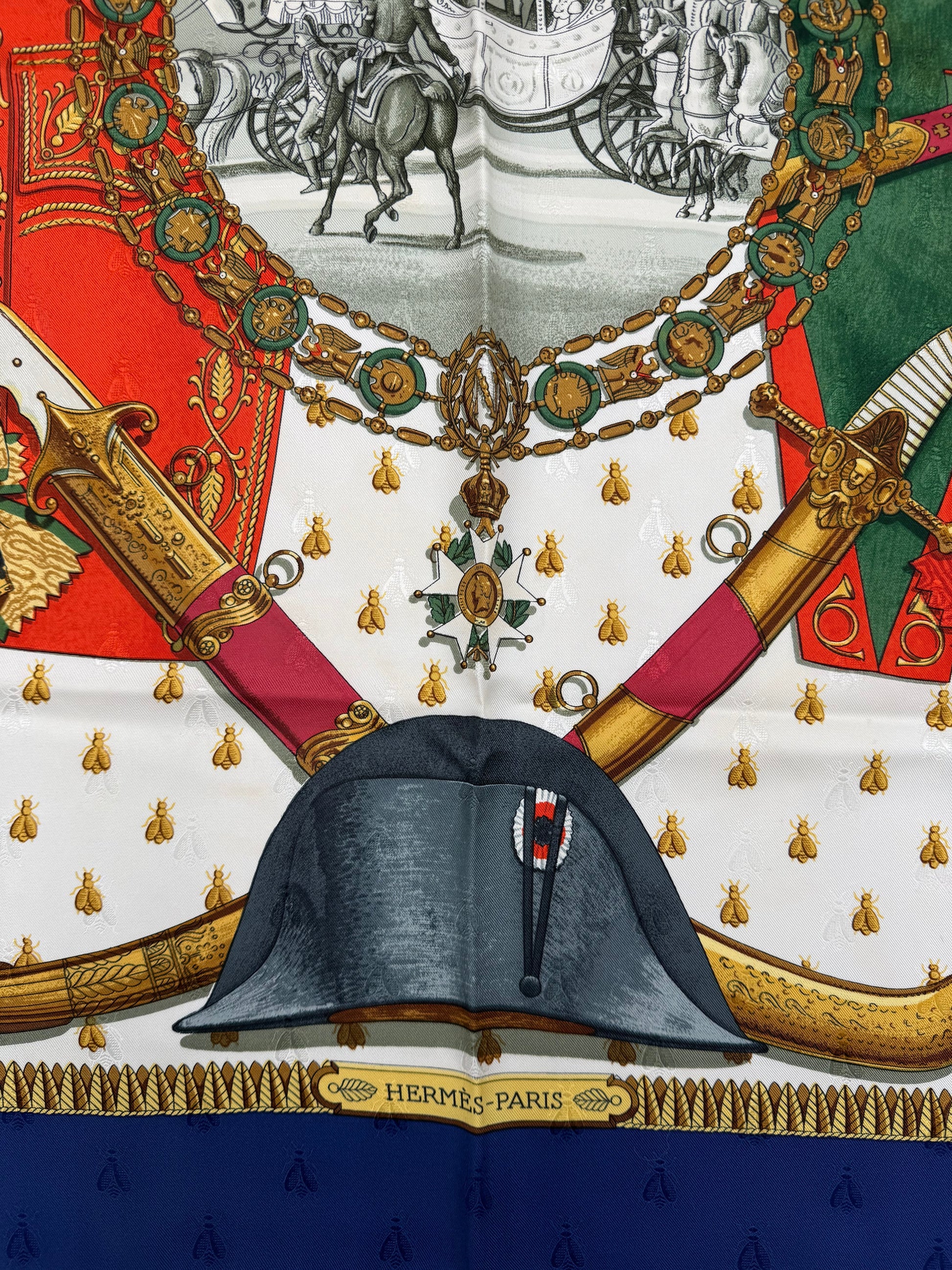 Hermès Foulard Vintage Napoléon Seta Jacquard Blu - Pally Vintage Closet