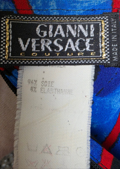 Gianni Versace Couture Completo Vintage con Stampa a Spirali Blu