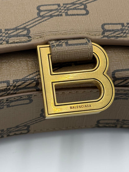Balenciaga Borsa Hourglass Wallet on Chain Monogramma BB Marrone