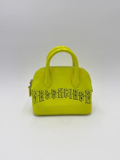 Balenciaga Ville Top Handle Bag Special Edition Gothic Logo Mini Neon Yellow
