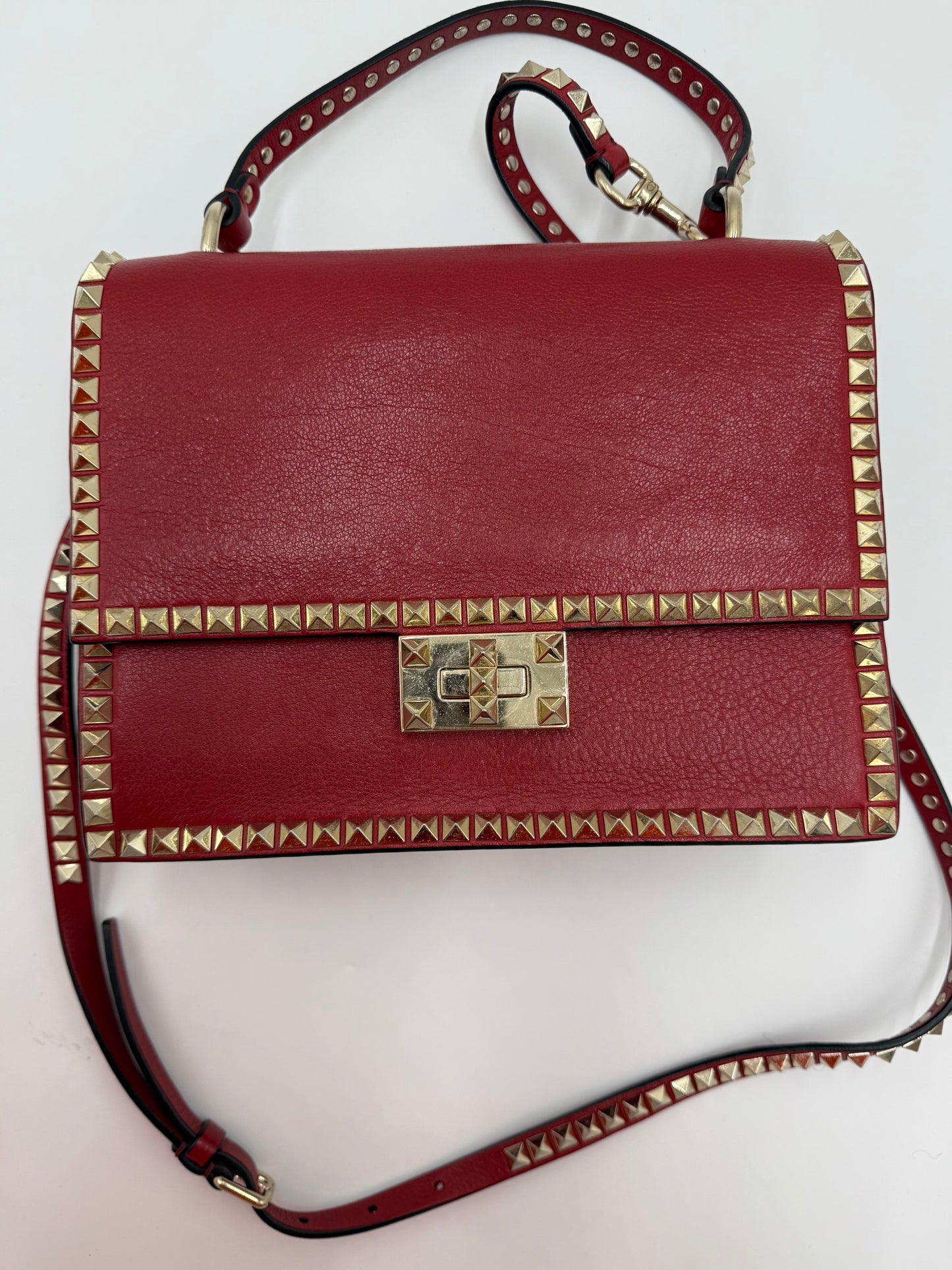 Valentino Garavani Borsa a Tracolla Rockstud in Pelle Rossa - Pally Vintage Closet