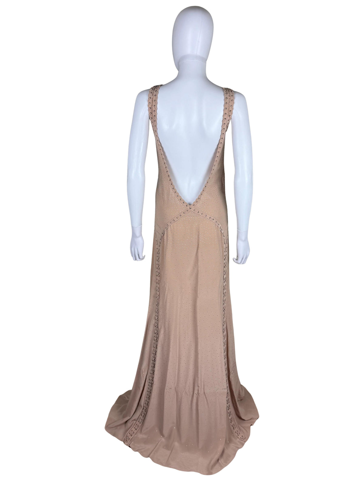 Salvatore Ferragamo Abito da Sera Resort 2013 in Seta con Micro-Borchie Nude