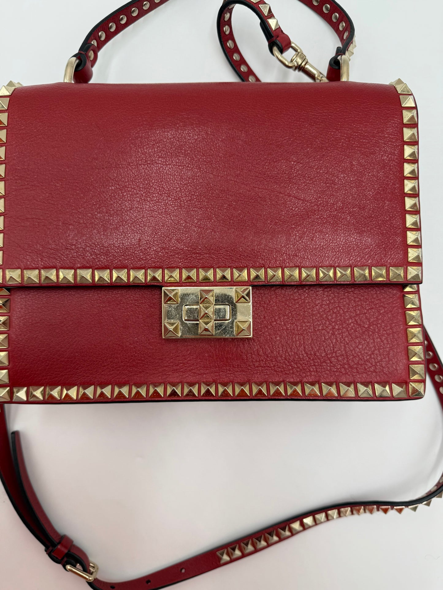 Valentino Garavani Borsa a Tracolla Rockstud in Pelle Rossa - Pally Vintage Closet