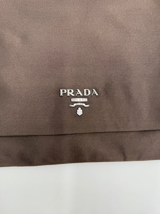 Prada Pochette Vintage Grande in Raso Marrone