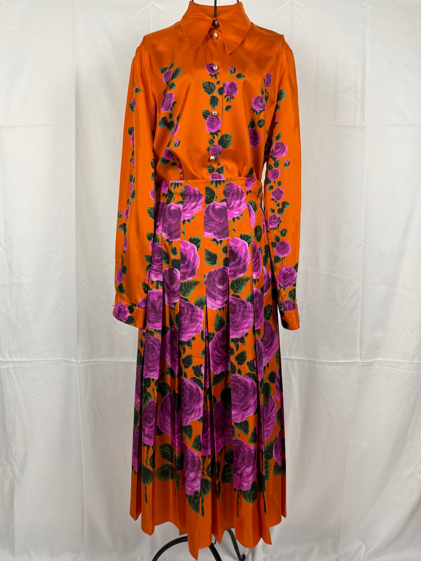 Gucci Completo Gonna e Blusa Stampa Floreale Arancione - Pally Vintage Closet