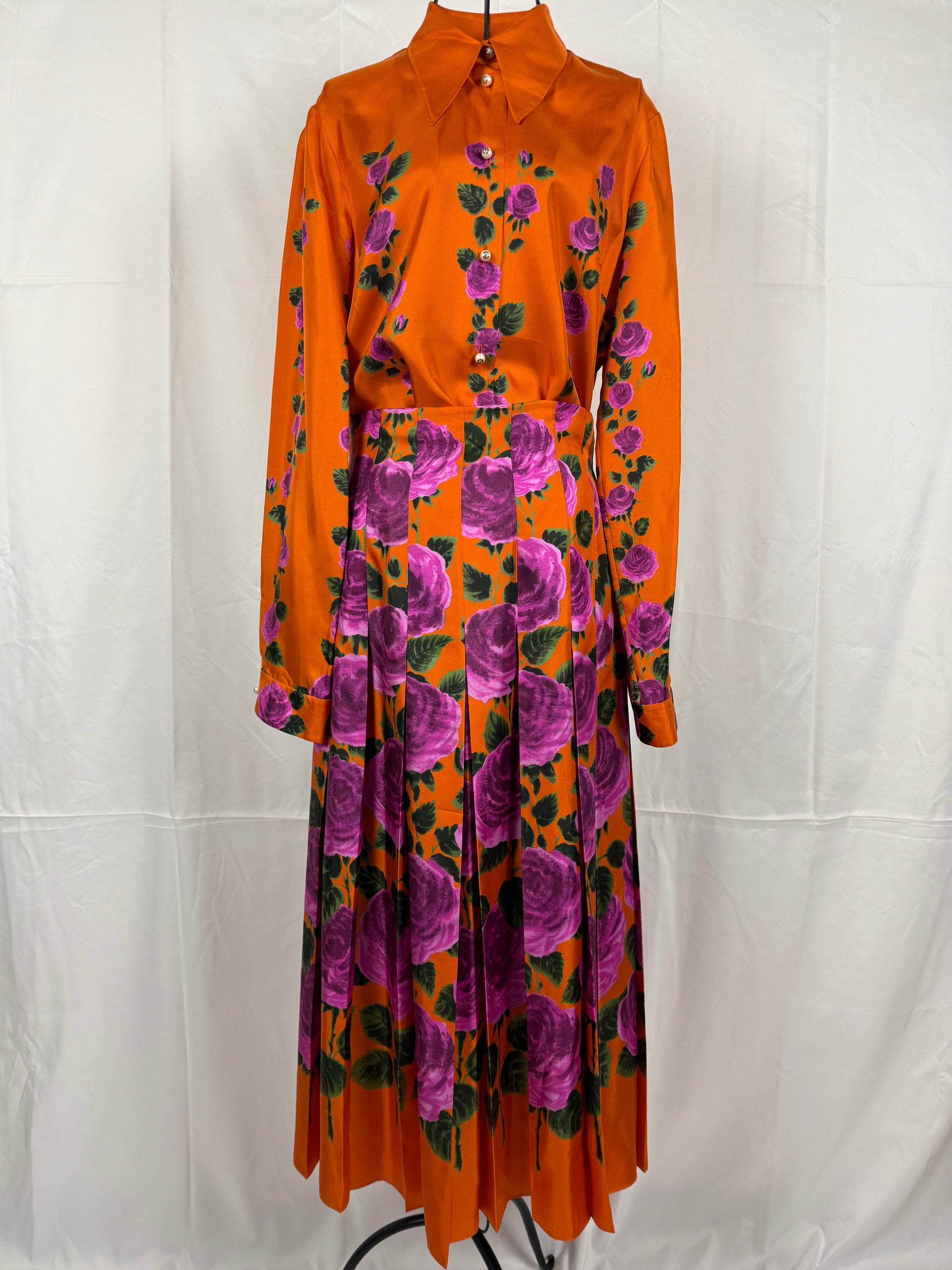 Gucci Completo Gonna e Blusa Stampa Floreale Arancione - Pally Vintage Closet