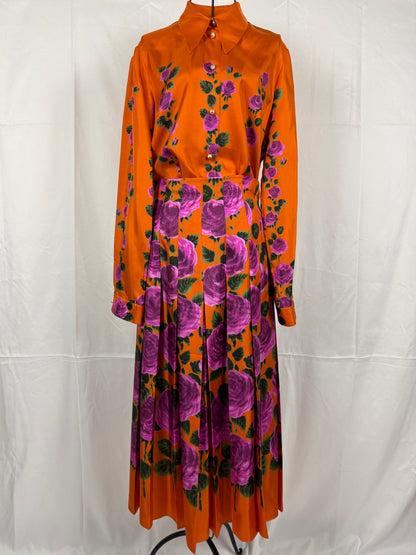 Gucci Completo Gonna e Blusa Stampa Floreale Arancione - Pally Vintage Closet