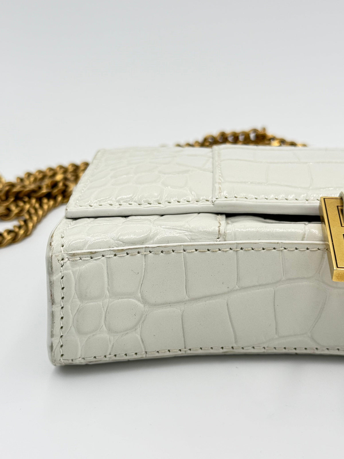Balenciaga Borsa Hourglass Wallet on Chain Monogramma BB Bianca Panna