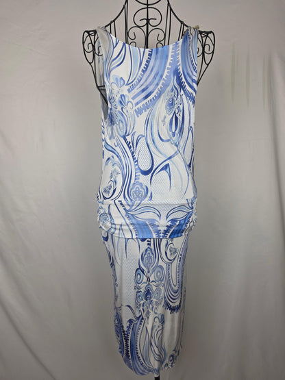 Emilio Pucci Abito Vintage Drappeggiato Blue e Bianco