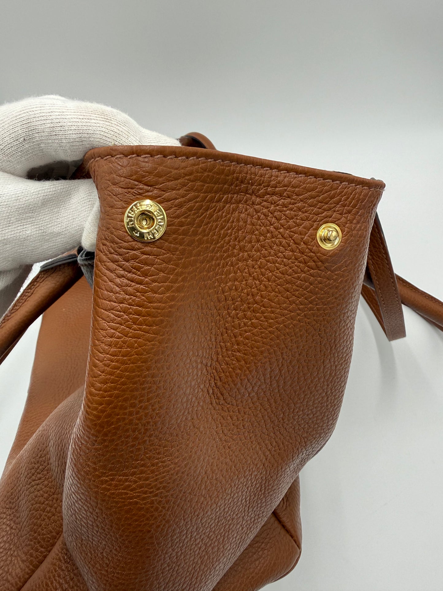 Prada Borsa Tote in Pelle Martellata Marrone