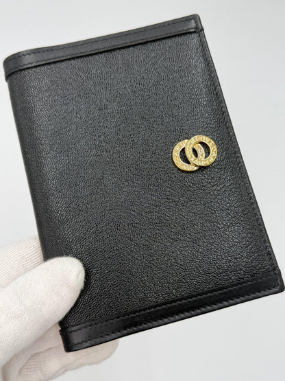 Bulgari Portafoglio con Doppio Anello Dorato Nero