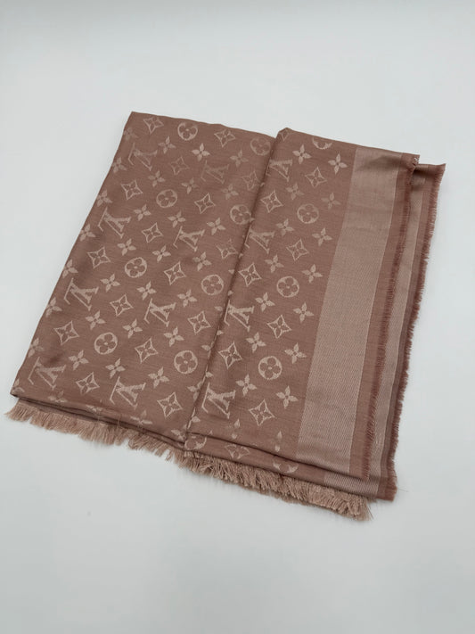 Louis Vuitton Sciarpa Shawl Monogram in Lana Rosa Cipria