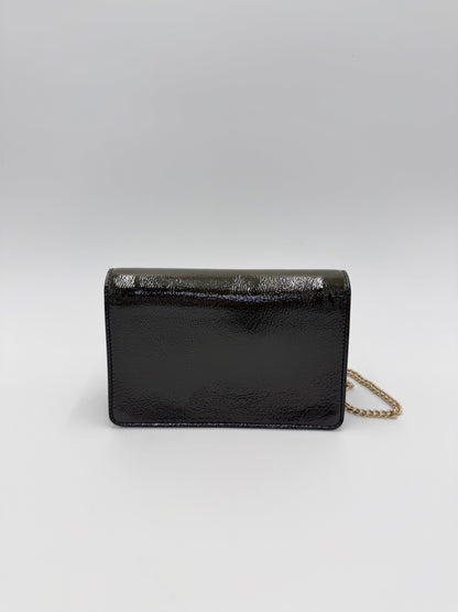 Gucci Borsa a Tracolla Dionysus Small in Pelle Verniciata Verde Oliva