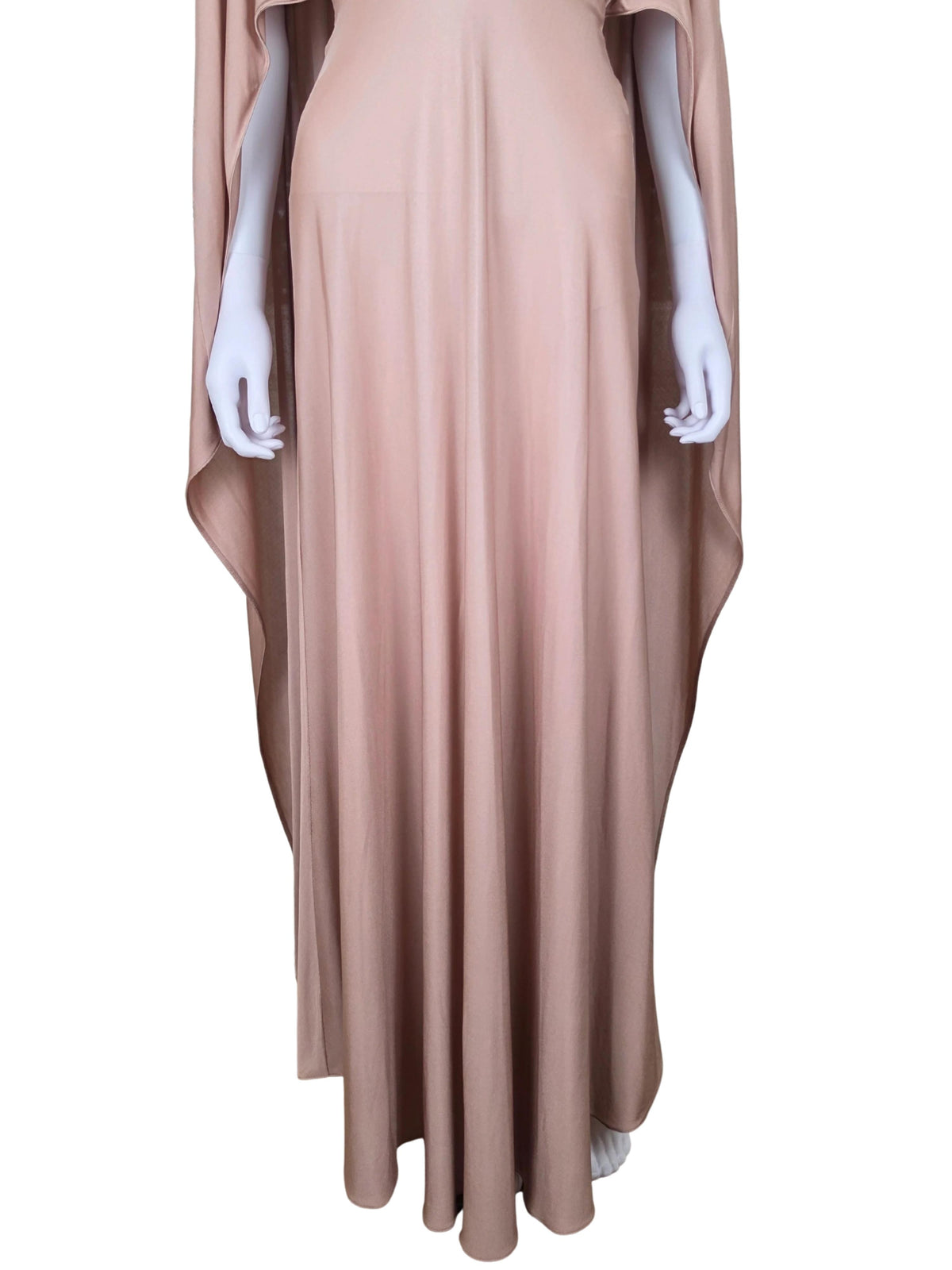 Valentino FW 2016 Runway Long Dress with Cape and Nude Deep V-Neck