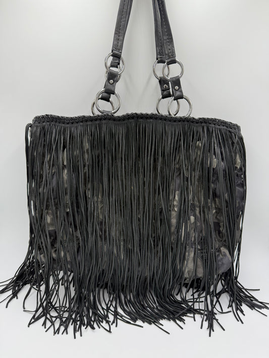 Prada Borsa Tote Re-Nylon Vintage Camouflage con Frange in Nappa