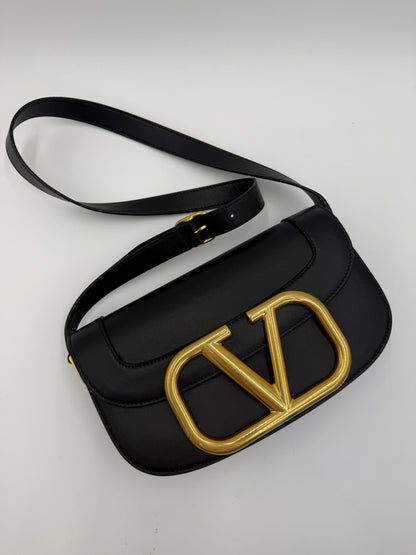 Valentino Garavan Borsa a Tracolla Supervee con VLogo in Pelle Nera