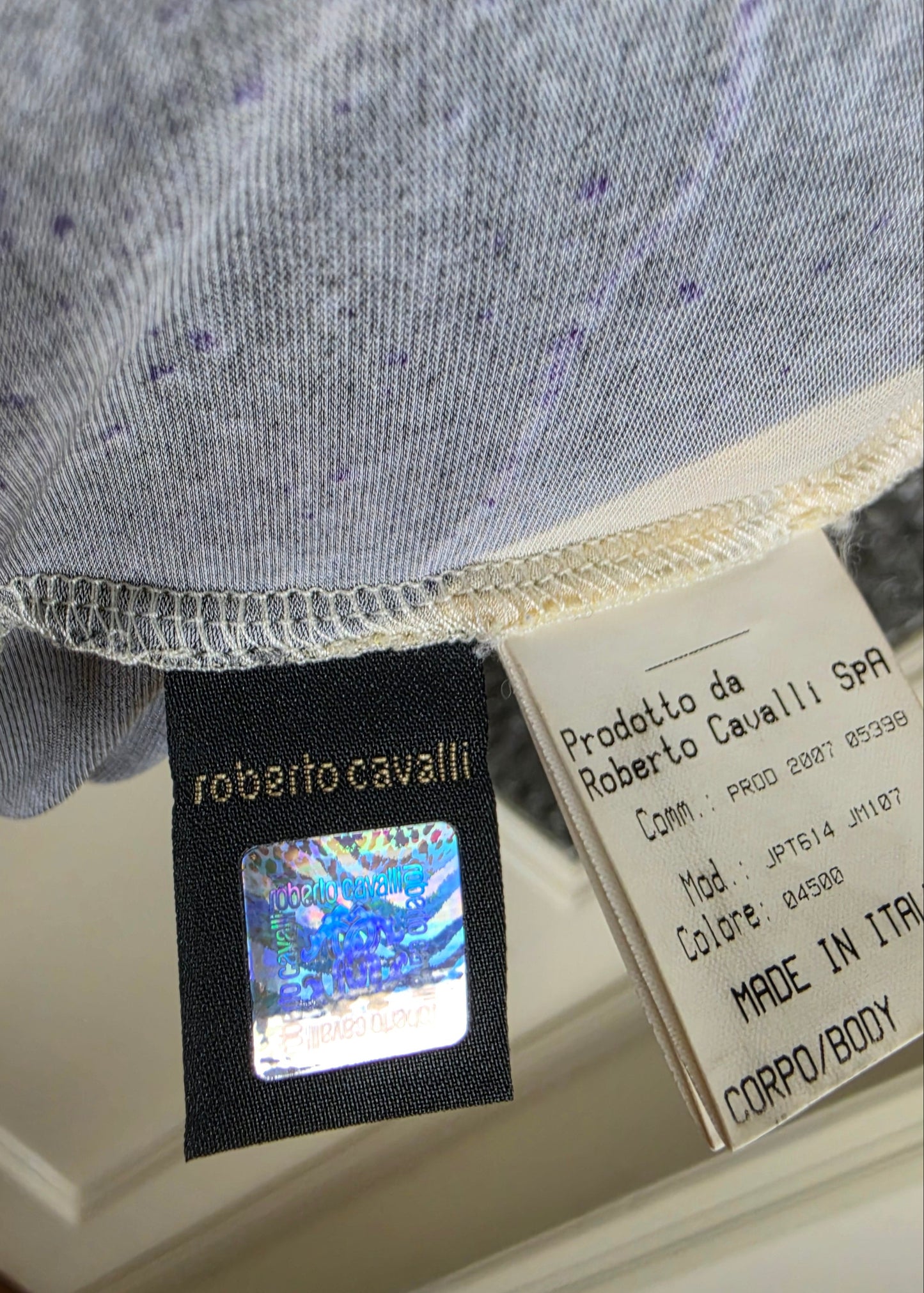 Roberto Cavalli Camicetta Vintage a Stampa Grafica e Scollo Plissé