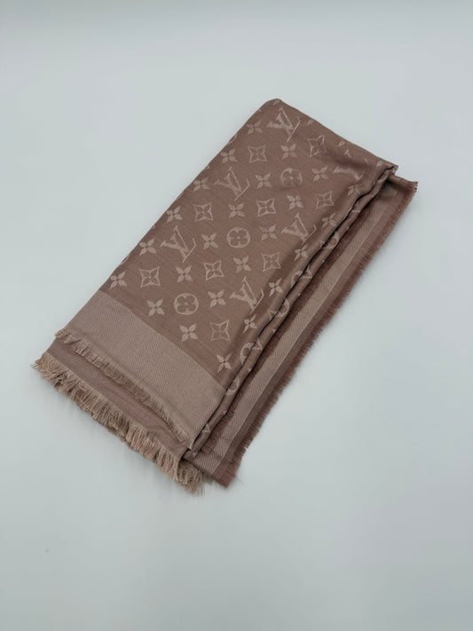 Louis Vuitton Sciarpa Shawl Monogram in Lana Rosa Cipria