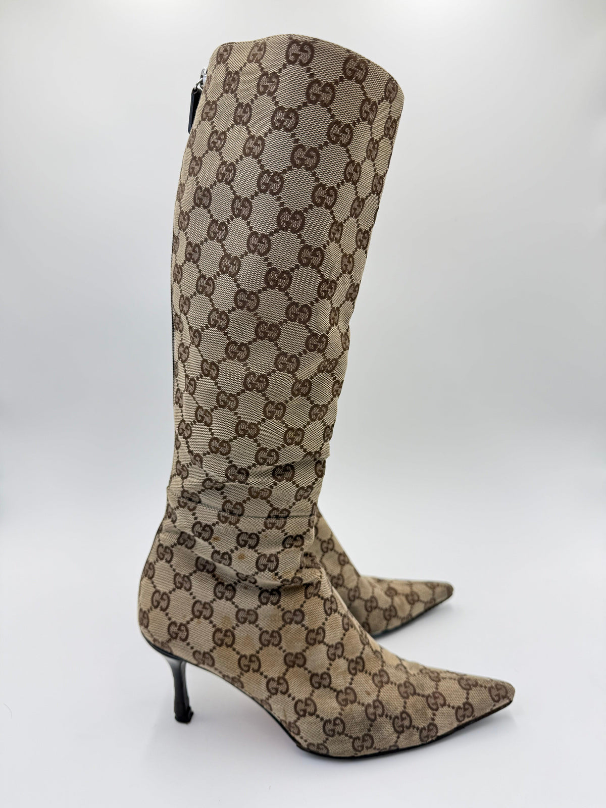 Gucci Stivali al Ginocchio Vintage by Tom Ford GG Monogram Canvas Beige