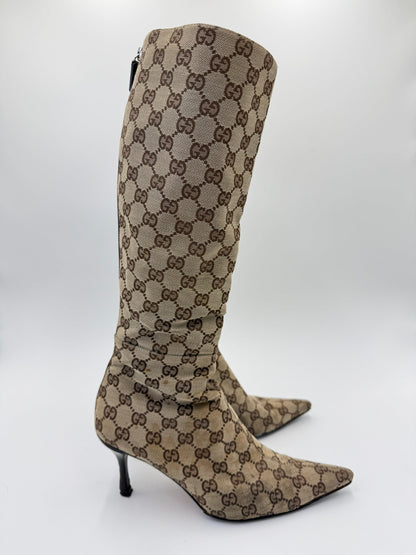 Gucci Stivali al Ginocchio Vintage by Tom Ford GG Monogram Canvas Beige