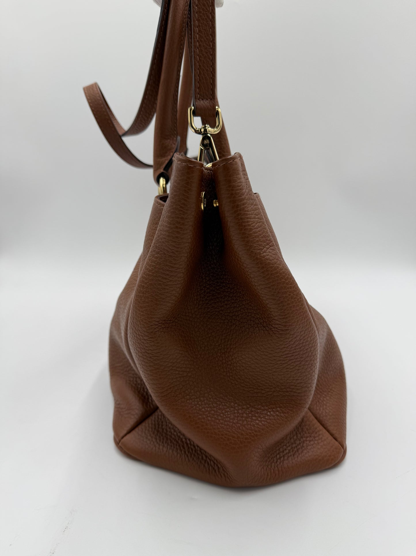 Prada Borsa Tote in Pelle Martellata Marrone