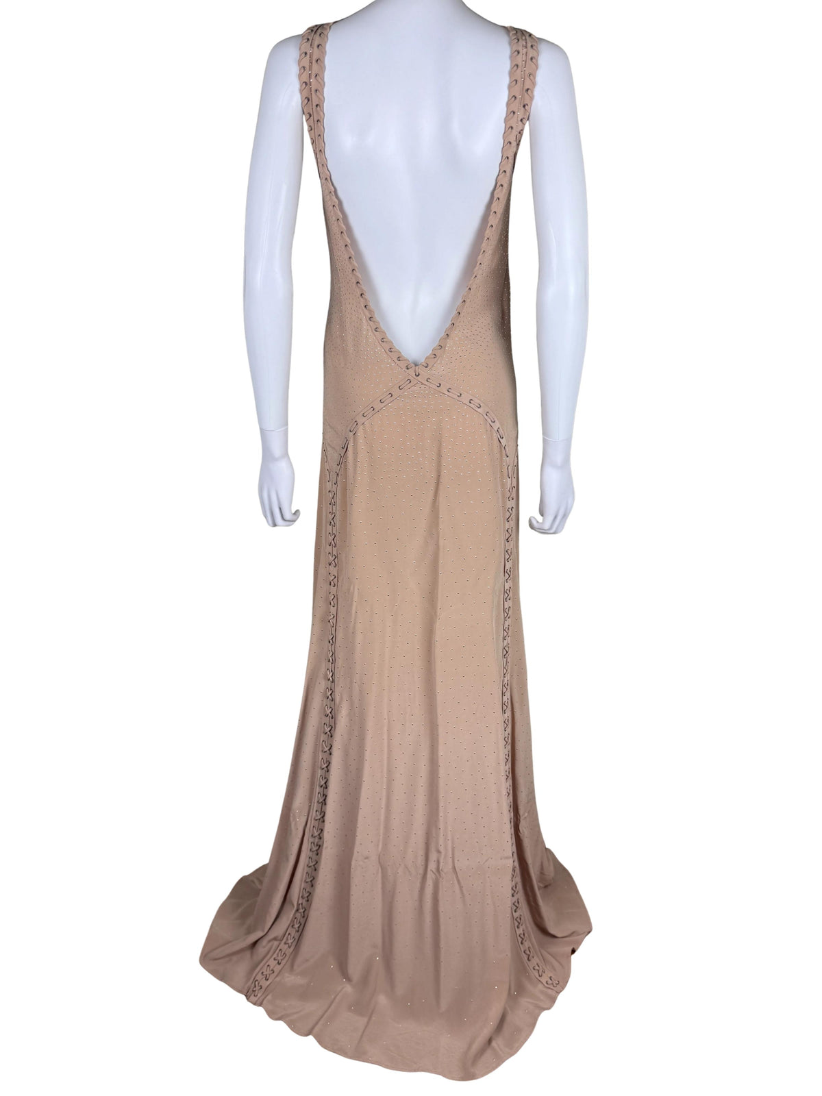 Salvatore Ferragamo Abito da Sera Resort 2013 in Seta con Micro-Borchie Nude