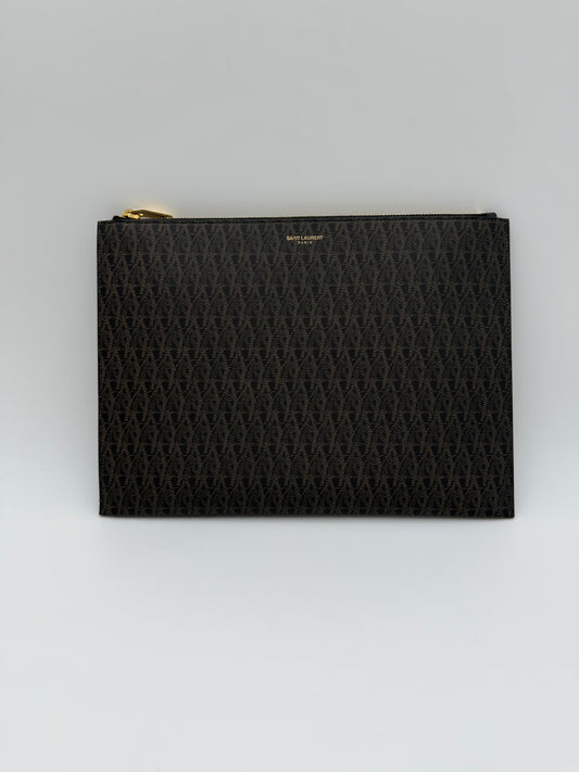Saint Laurent Pouch Classic Toile Monogram Marrone