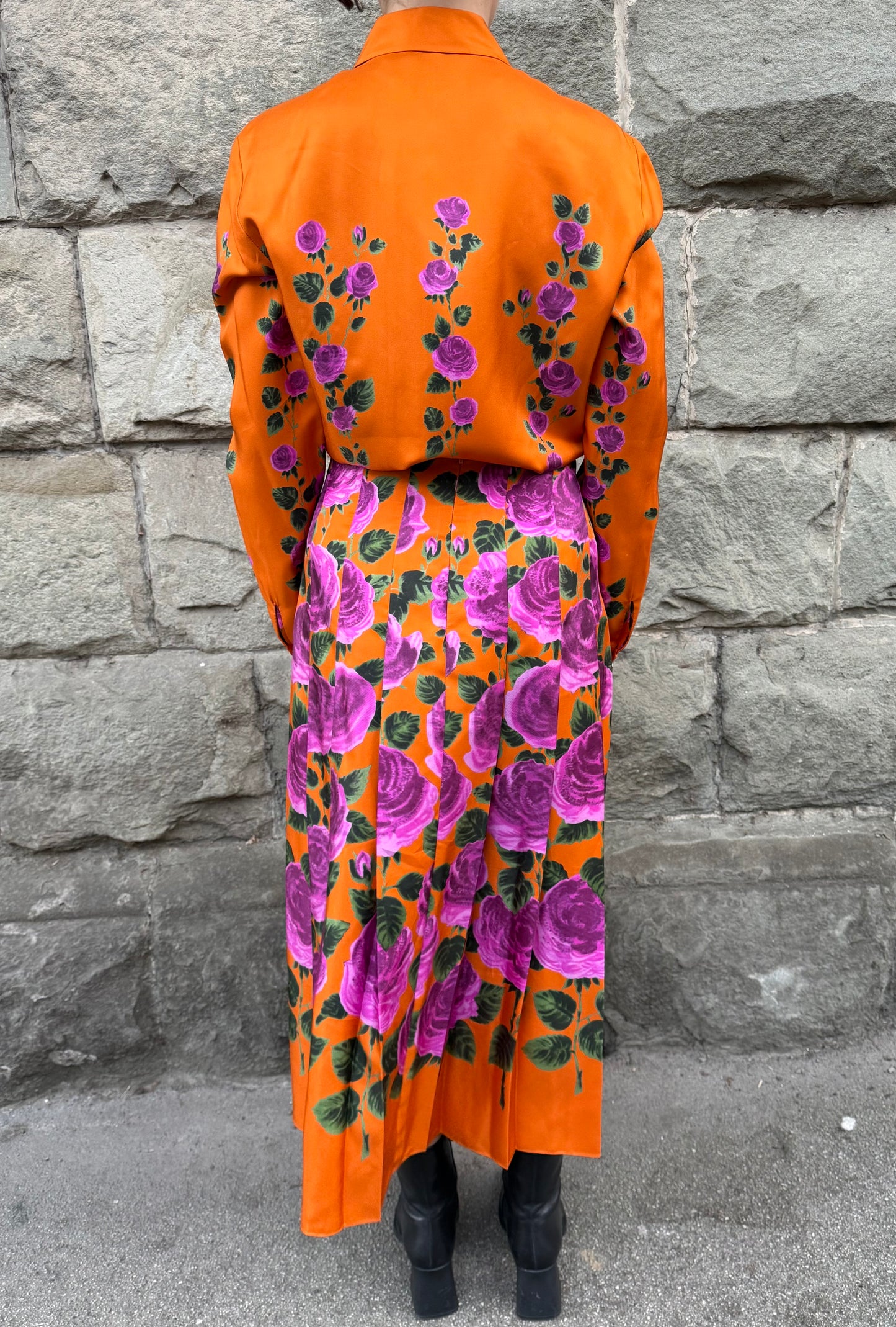 Gucci Completo Gonna e Blusa Stampa Floreale Arancione - Pally Vintage Closet