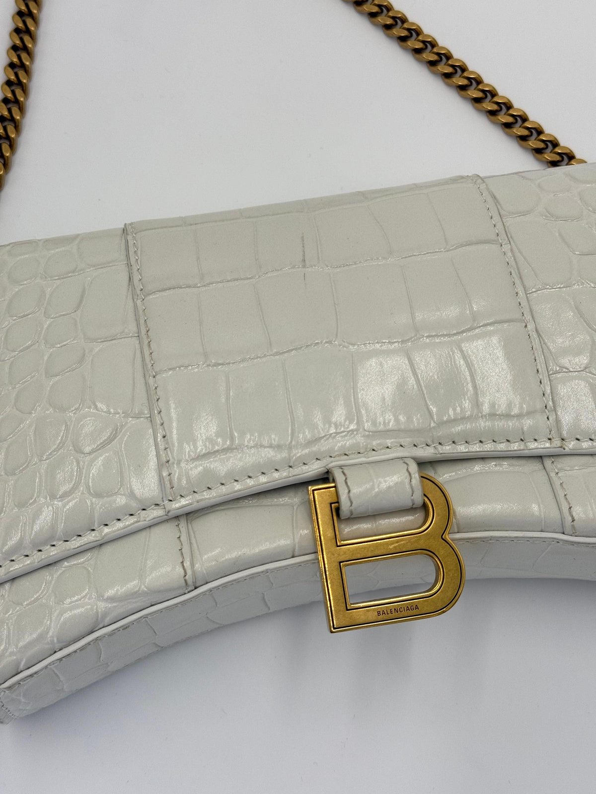 Balenciaga Borsa Hourglass Wallet on Chain Monogramma BB Bianca Panna