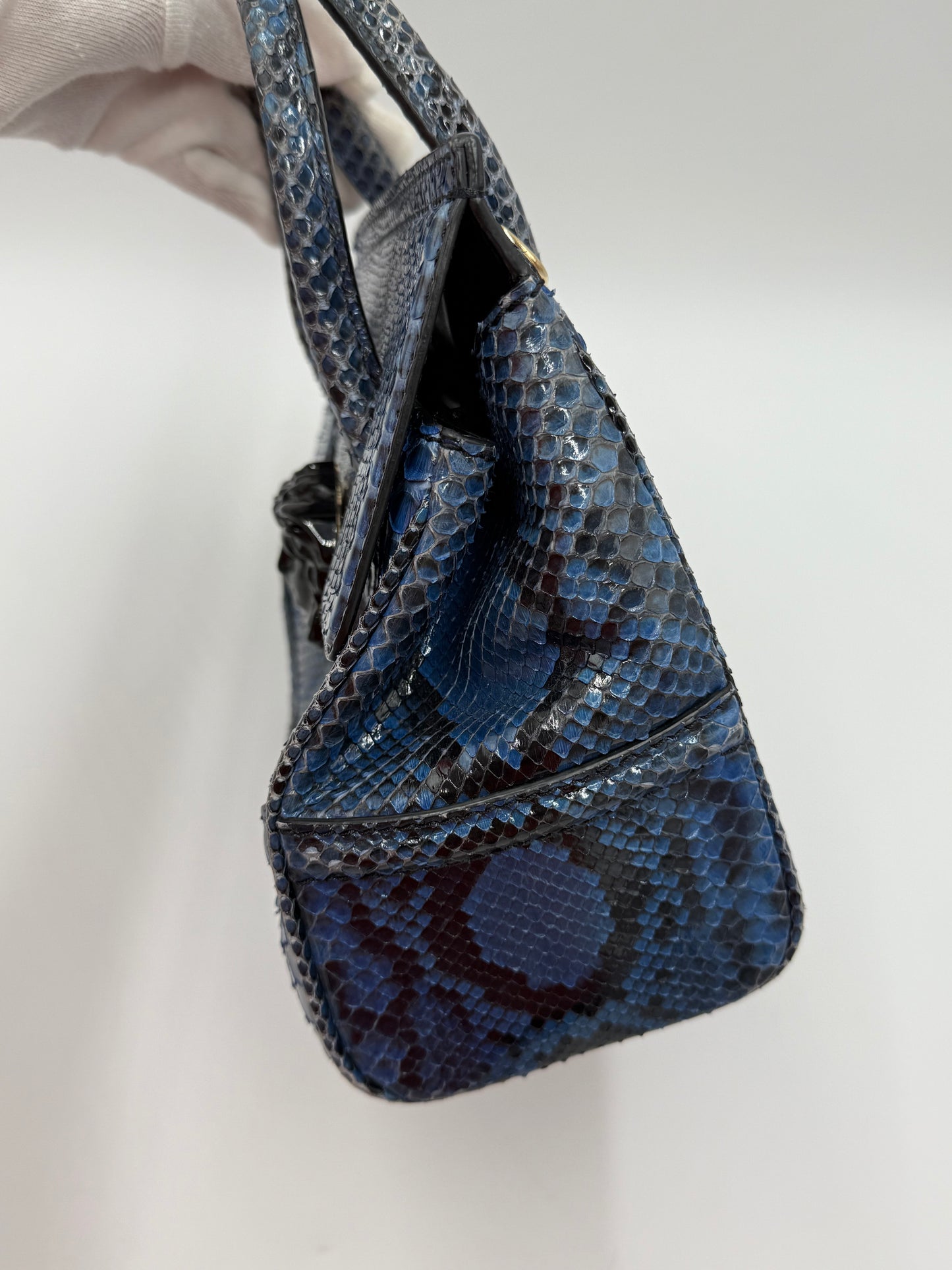 Versace Borsa a Mano Medusa in Pelle Esotica Blu - Pally Vintage Closet