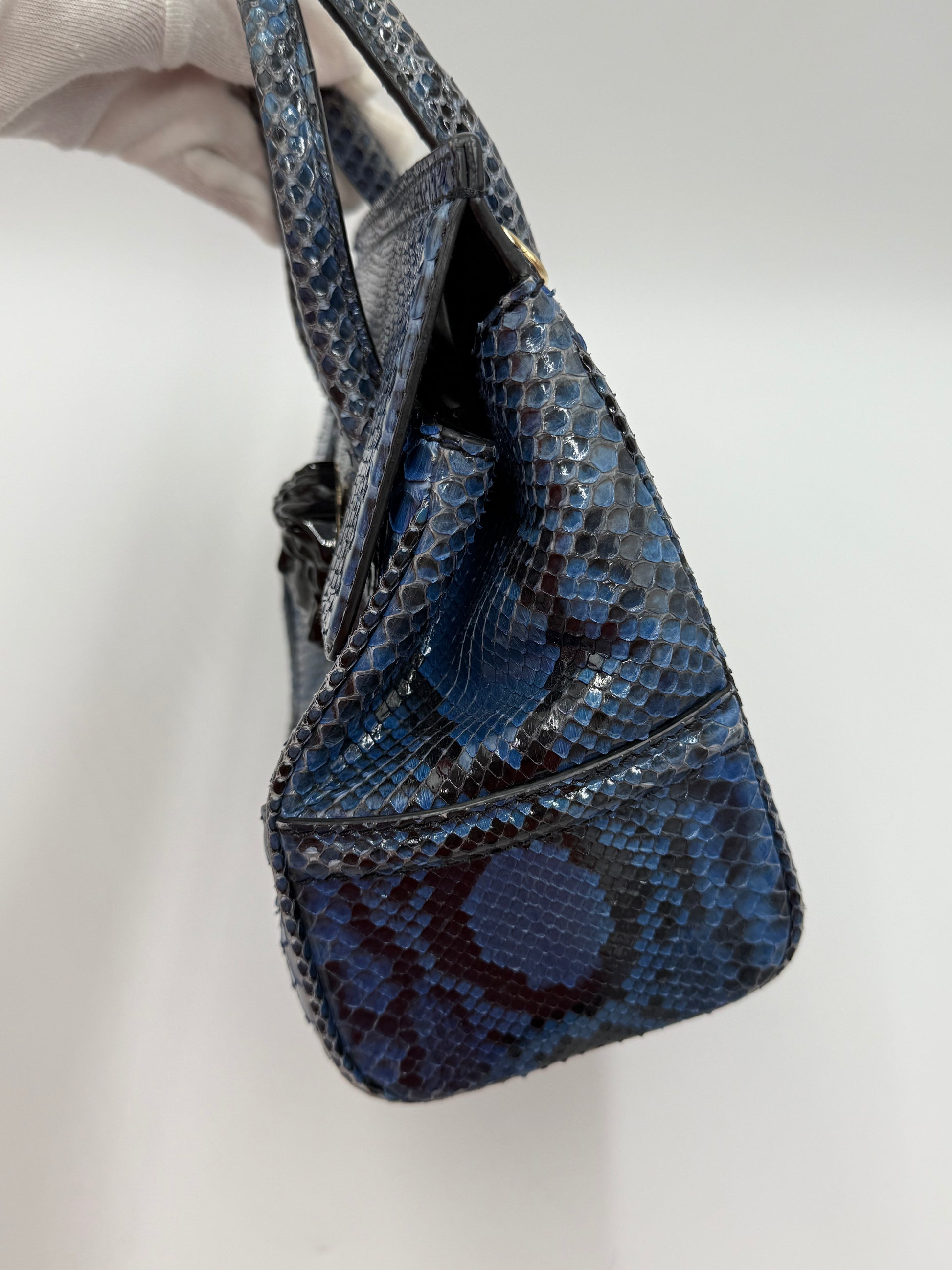 Versace Borsa a Mano Medusa in Pelle Esotica Blu - Pally Vintage Closet