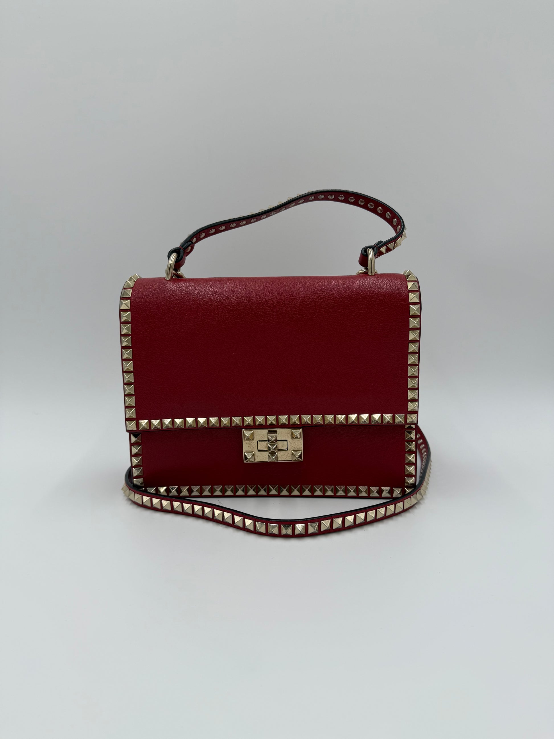 Valentino Garavani Borsa a Tracolla Rockstud in Pelle Rossa - Pally Vintage Closet