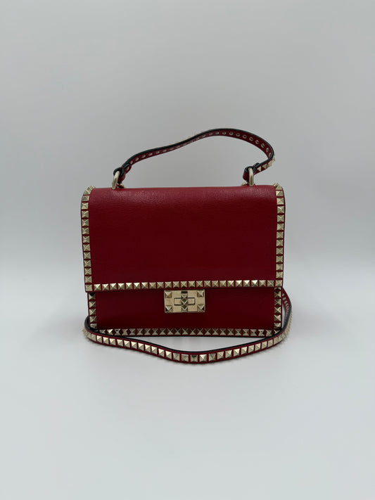 Valentino Garavani Borsa a Tracolla Rockstud in Pelle Rossa - Pally Vintage Closet