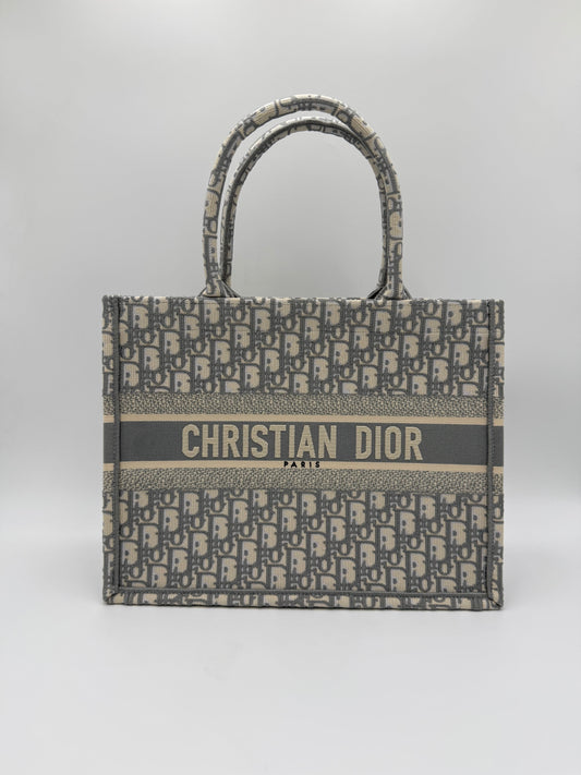 Dior Borsa Book Tote Oblique Media Grigio Chiaro