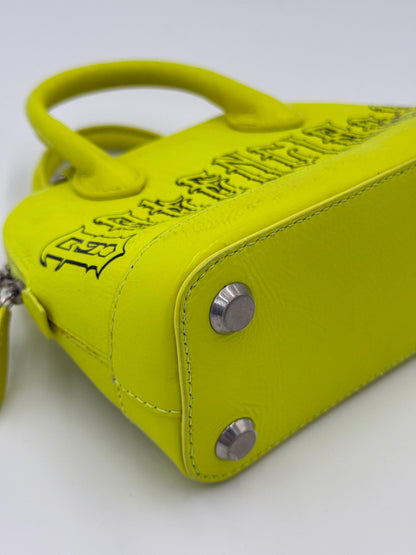 Balenciaga Ville Top Handle Bag Special Edition Gothic Logo Mini Neon Yellow
