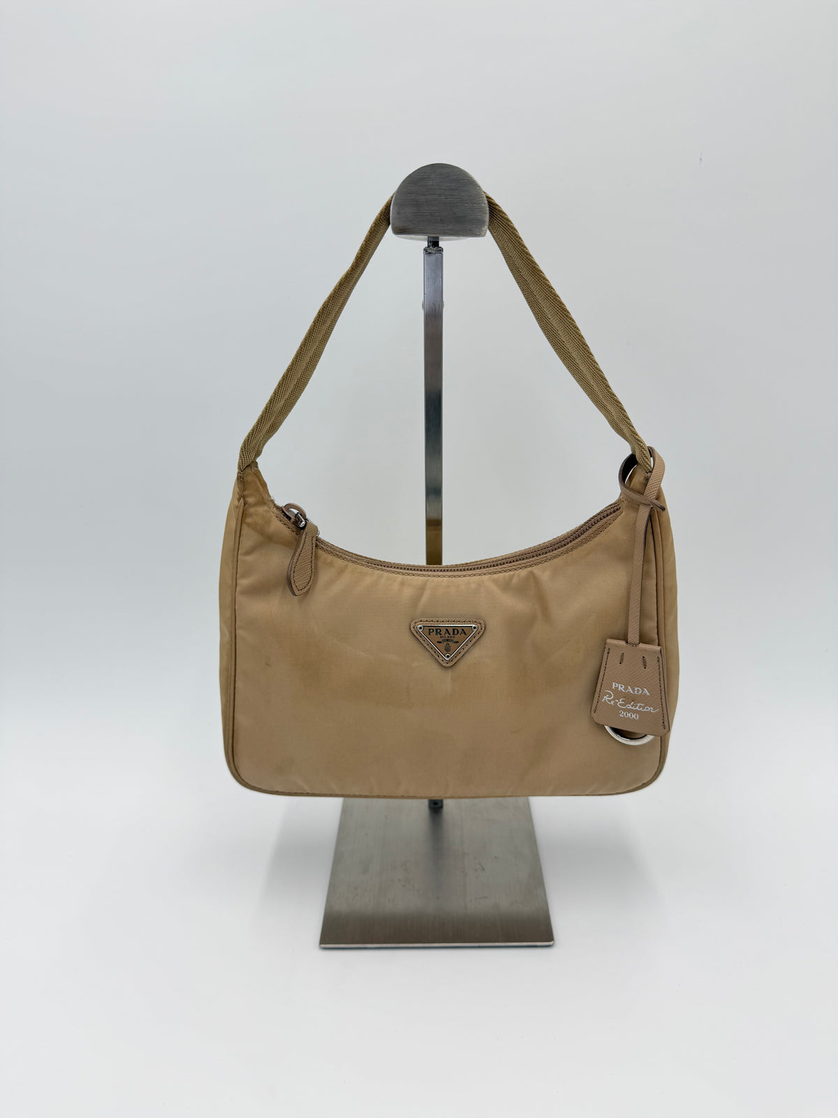 Prada Re-Edition 2000 Beige Nylon Shoulder Bag