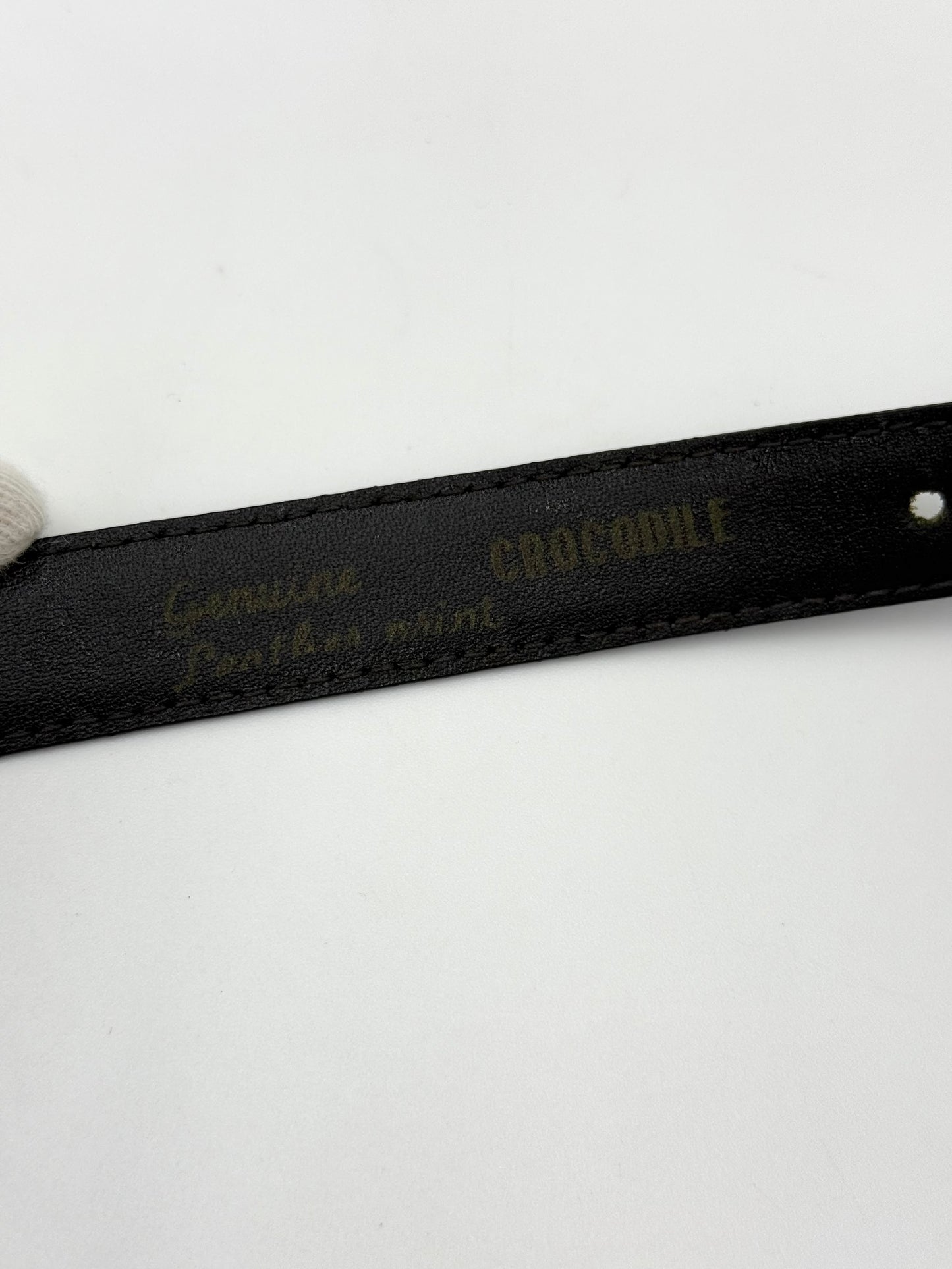 Pierre Cardin Cintura Vintage in Pelle Stampa Coccodrillo Nera