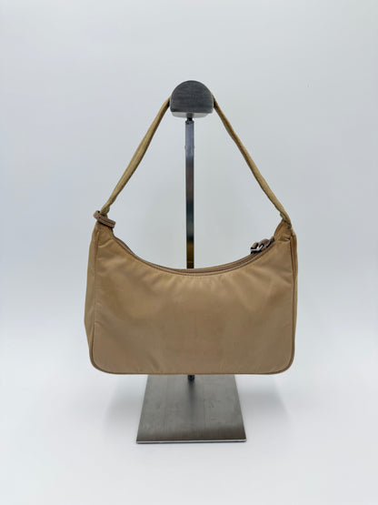 Prada Re-Edition 2000 Beige Nylon Shoulder Bag