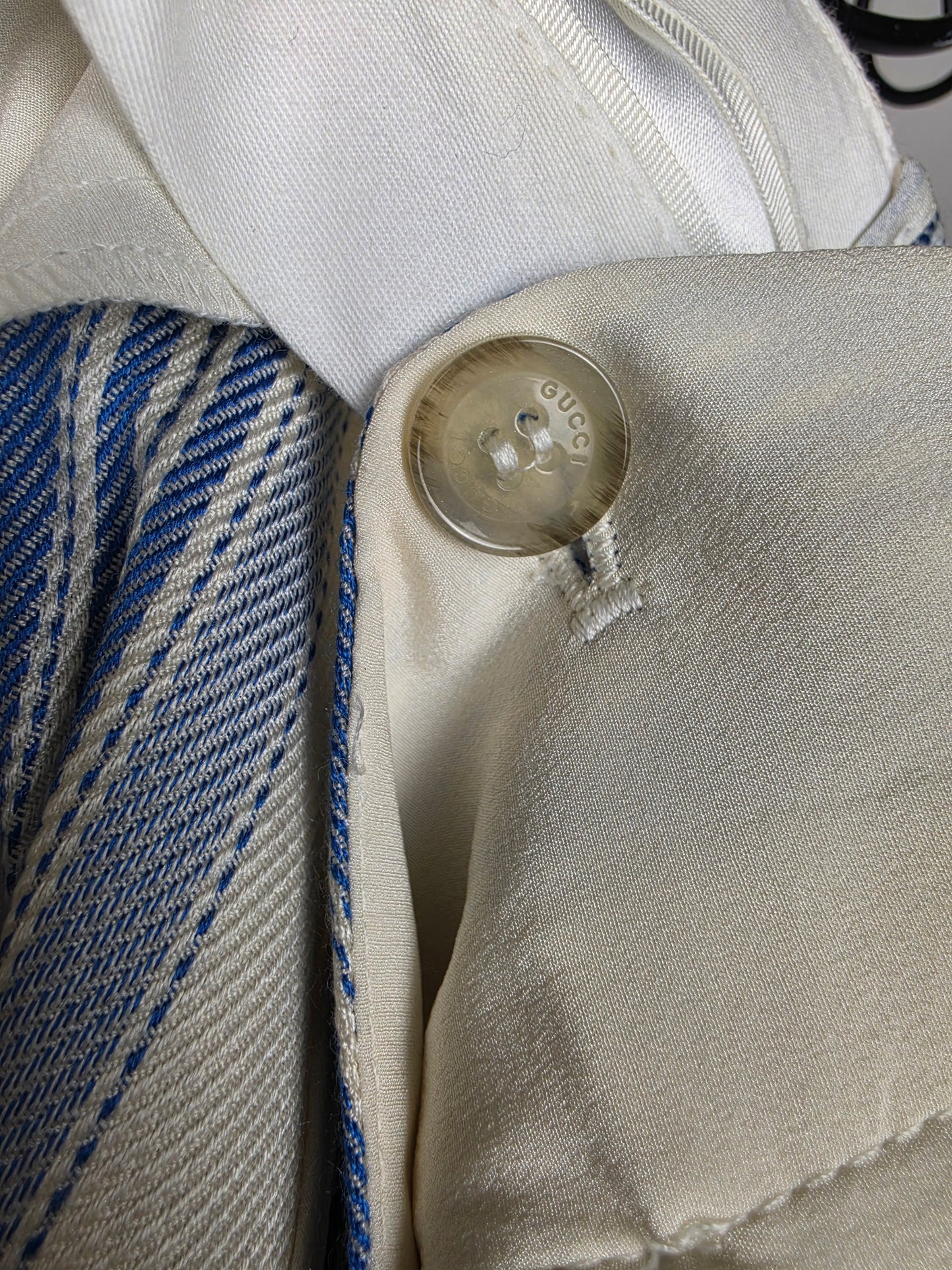 Gucci Pantaloni Sartoriali Estivi Vintage a Righe Bianchi e Celesti