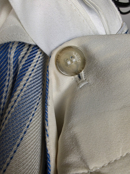 Gucci Pantaloni Sartoriali Estivi Vintage a Righe Bianchi e Celesti