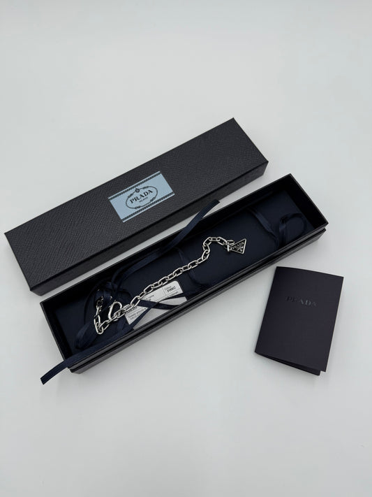 Prada Bracciale a Catena Regolabile Argento