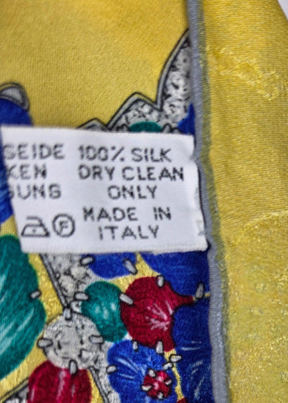 Vintage Cartier Must de Cartier Silk Scarf with Yellow Jewelry Motif