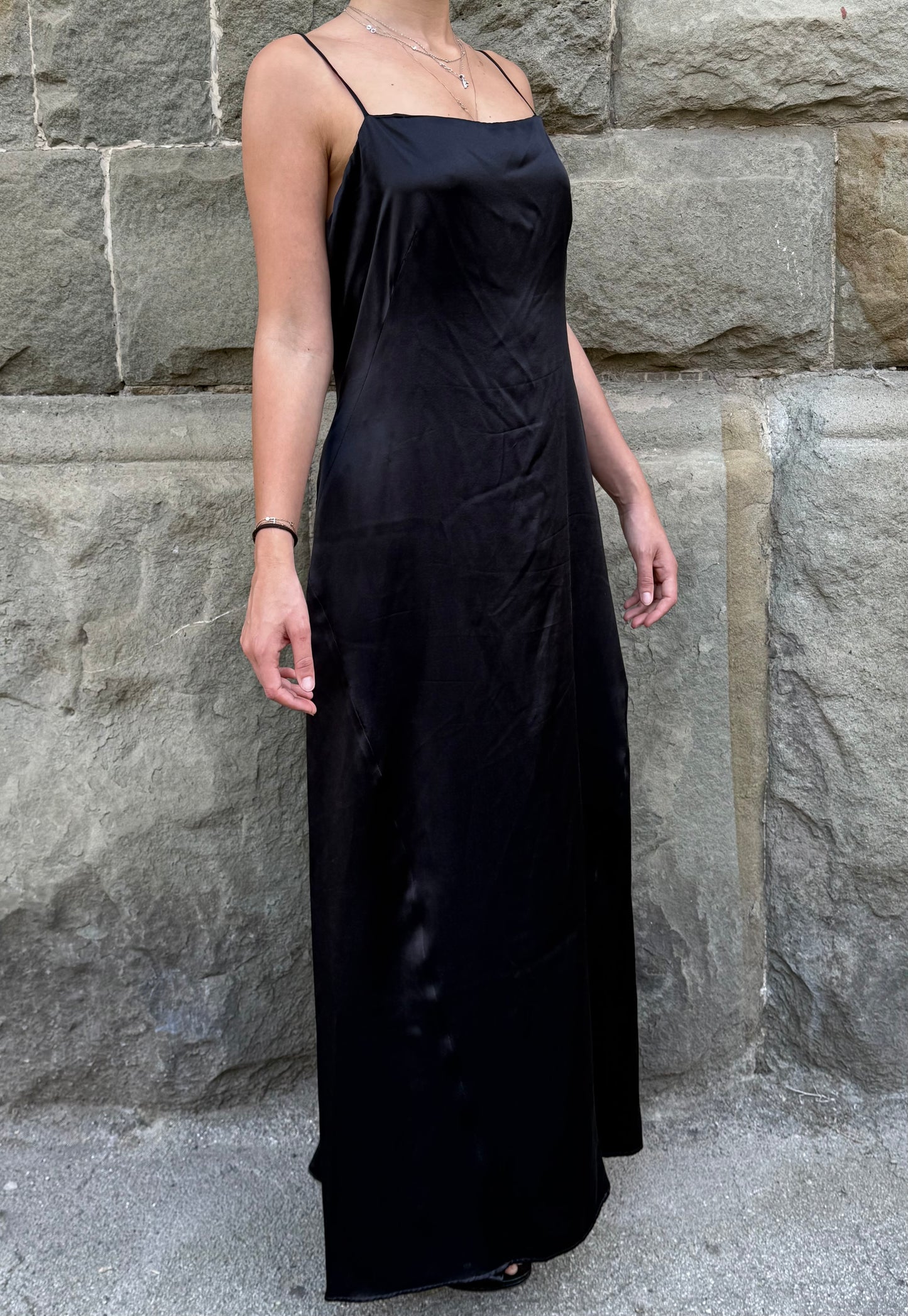 Alberta Ferretti Abito Lungo Vintage in Seta Nera - Pally Vintage Closet