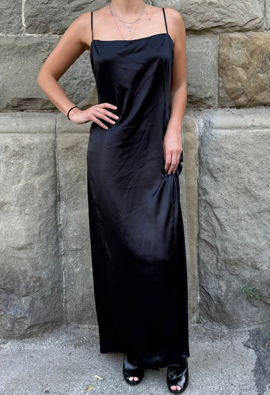 Alberta Ferretti Abito Lungo Vintage in Seta Nera - Pally Vintage Closet