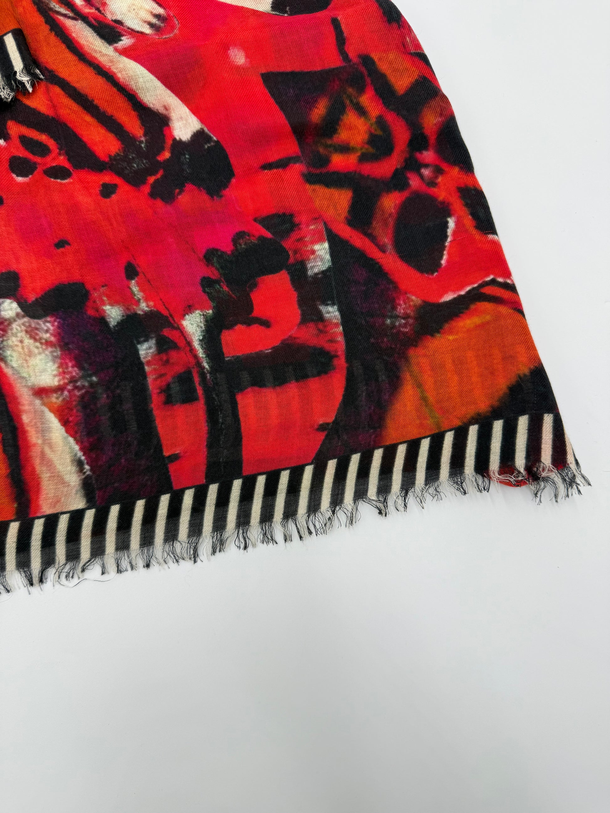 Alexander McQueen Sciarpa Skull & Stripes Misto Lana Rossa - Pally Vintage Closet