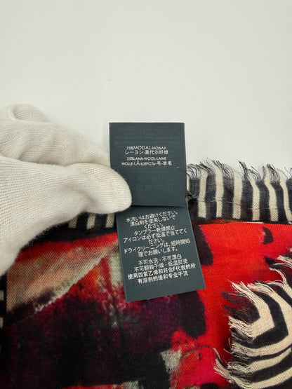 Alexander McQueen Sciarpa Skull & Stripes Misto Lana Rossa - Pally Vintage Closet